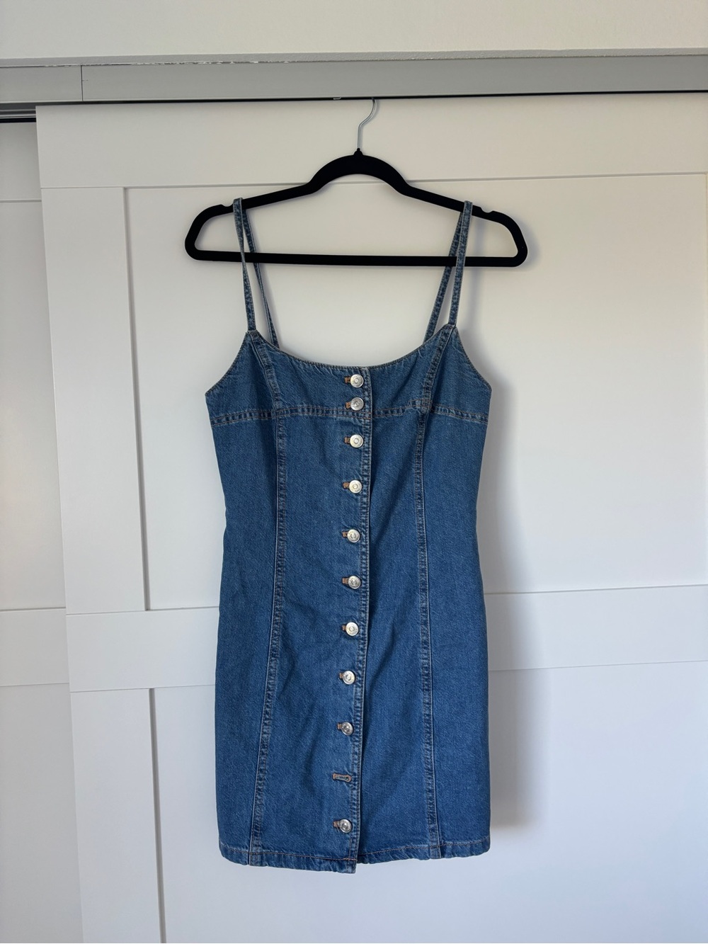 Zara Blue Denim Mini Dress with Front Buttons